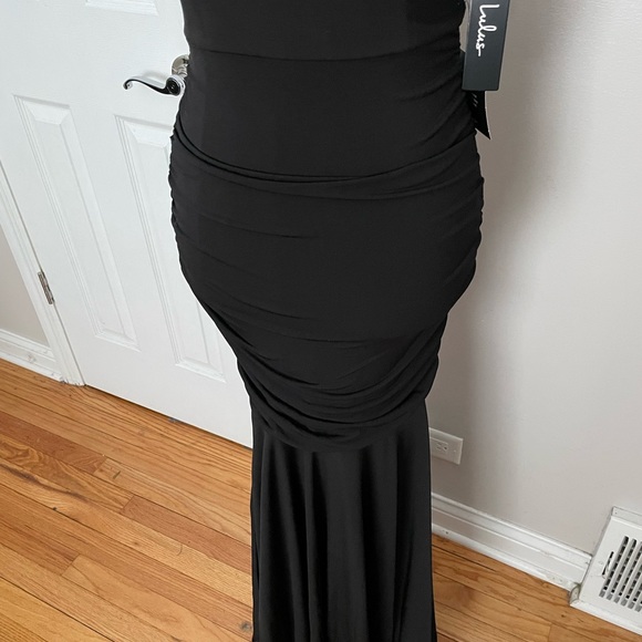 Lace Off Shoulder Mermaid whimsgoth Ruched Draped short sleeve Formal Evening - Picture 3 of 7